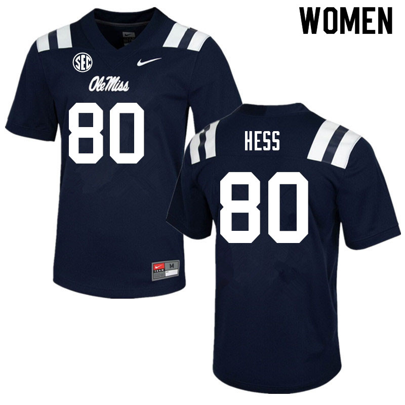 Jonathan Hess Ole Miss Rebels NCAA Women's Navy #80 Stitched Limited College Football Jersey IHH6258LW